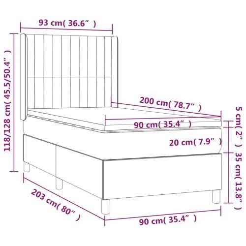 Box spring krevet s madracem crni 90x200 cm baršunasti - Crna 90 x 200 cm Okomite pruge Cijena