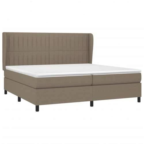 Krevet s oprugama i madracem smeđesivi 200x200 cm od tkanine - Sivo-smeđa 200 x 200 cm Okomite pruge Cijena