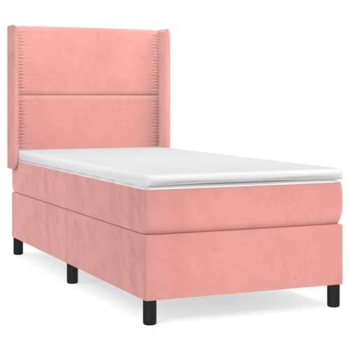 Box spring krevet s madracem ružičasti 90x200 cm baršunasti - Ružičasta 90 x 200 cm Obično s čavlima Cijena