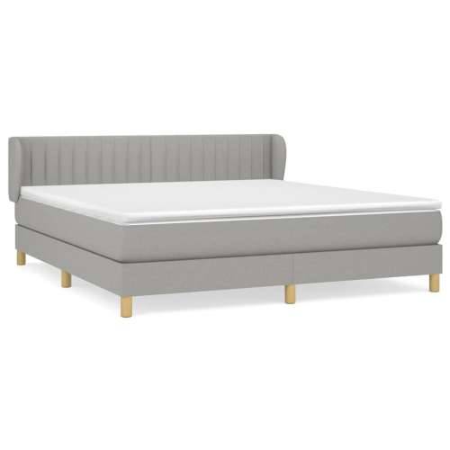 Krevet box spring s madracem svjetlosiva 160x200 cm tkanina - Svjetlosiva 160 x 200 cm Okomite pruge Cijena
