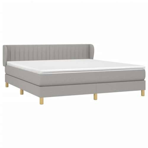 Krevet box spring s madracem svjetlosiva 160x200 cm tkanina - Svjetlosiva 160 x 200 cm Okomite pruge Cijena