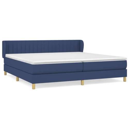 Krevet s oprugama i madracem plavi 200 x 200 cm od tkanine - Plava 200 x 200 cm Okomite pruge Cijena