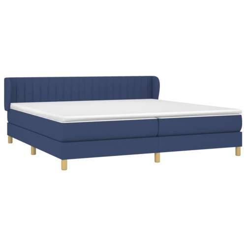 Krevet s oprugama i madracem plavi 200 x 200 cm od tkanine - Plava 200 x 200 cm Okomite pruge Cijena
