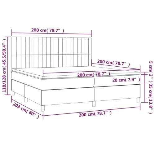 Krevet s oprugama i madracem smeđesivi 200x200 cm od tkanine - Sivo-smeđa 200 x 200 cm Okomite pruge Cijena