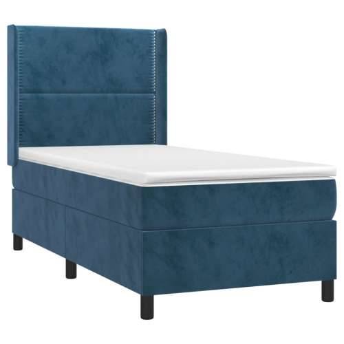 Box spring krevet s madracem tamnoplavi 90x190 cm baršunasti Tamno plava 90 x 190 cm Obično s čavlima Cijena