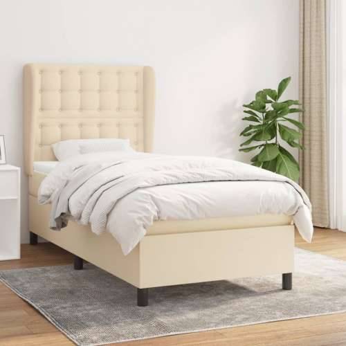 Krevet s oprugama i madracem krem 100 x 200 cm od tkanine - Krema 100 x 200 cm gumbi Cijena