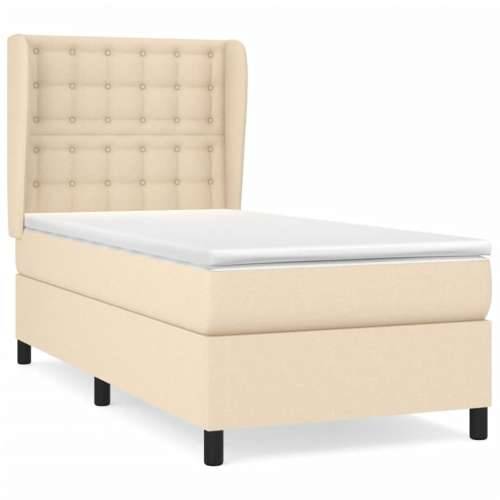 Krevet s oprugama i madracem krem 100 x 200 cm od tkanine - Krema 100 x 200 cm gumbi Cijena