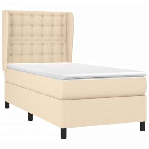 Krevet s oprugama i madracem krem 100 x 200 cm od tkanine - Krema 100 x 200 cm gumbi Cijena