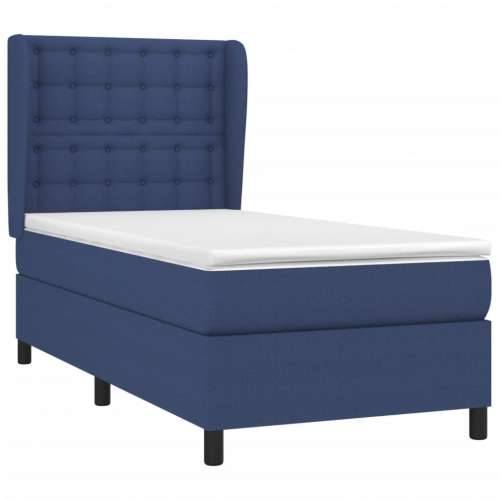 Krevet s oprugama i madracem plavi 90 x 190 cm od tkanine - Plava 90 x 190 cm gumbi Cijena