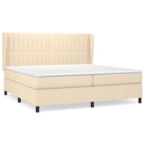 Krevet s oprugama i madracem krem 200 x 200 cm od tkanine - Krema 200 x 200 cm Okomite pruge Cijena