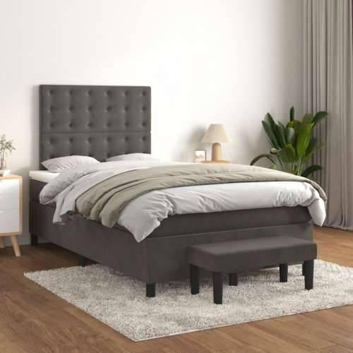 Box spring krevet s madracem tamnosivi 120 x 200 cm baršunasti - Tamno siva 120 x 200 cm gumbi Cijena