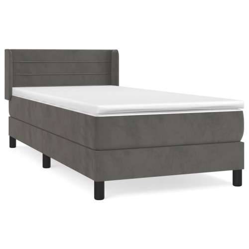 Box spring krevet s madracem tamnosivi 90x200 cm baršunasti - Tamno siva 90 x 200 cm vodoravne pruge Cijena