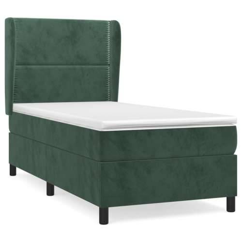 Box spring krevet s madracem tamnozeleni 90x200 cm baršunasti - Tamnozelena 90 x 200 cm Obično s čavlima Cijena