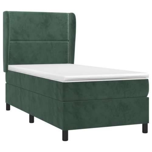 Box spring krevet s madracem tamnozeleni 90x200 cm baršunasti - Tamnozelena 90 x 200 cm Obično s čavlima Cijena