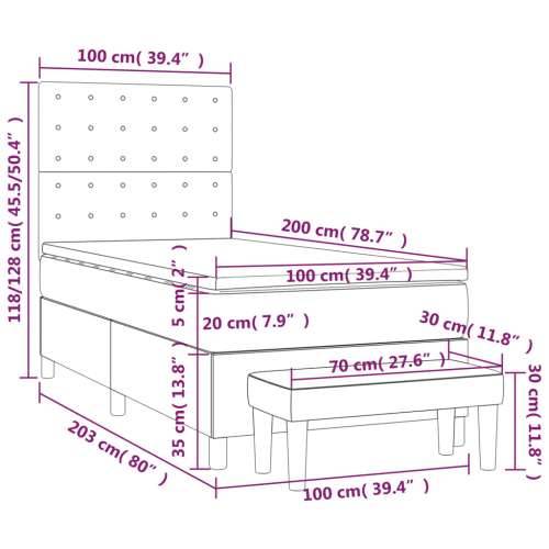 Krevet s oprugama i madracem svjetlosivi 100x200 cm od tkanine - Svjetlosiva 100 x 200 cm gumbi Cijena