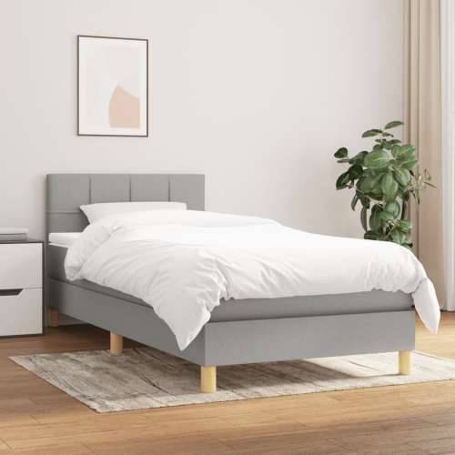 Okvir kreveta s oprugama i madrac svjetlosivi 90x200cm tkanina - Svjetlosiva 90 x 200 cm Blok s kvadratima Cijena