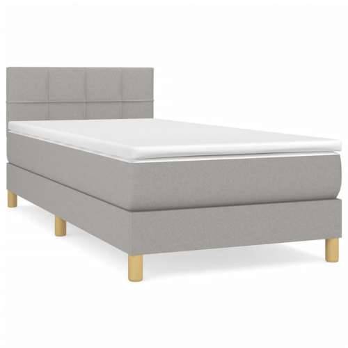 Okvir kreveta s oprugama i madrac svjetlosivi 90x200cm tkanina - Svjetlosiva 90 x 200 cm Blok s kvadratima Cijena