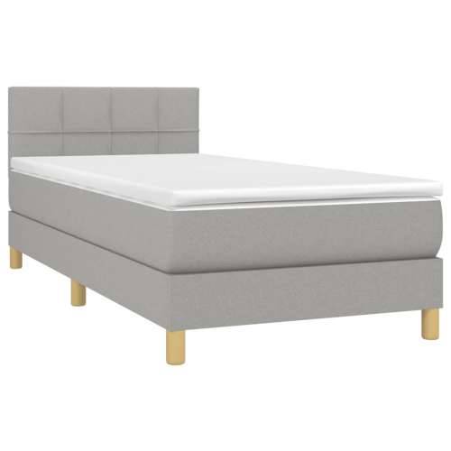 Okvir kreveta s oprugama i madrac svjetlosivi 90x200cm tkanina - Svjetlosiva 90 x 200 cm Blok s kvadratima Cijena