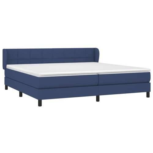 Krevet s oprugama i madracem plavi 200 x 200 cm od tkanine - Plava 200 x 200 cm Blok s kvadratima Cijena