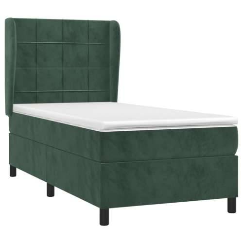 Box spring krevet s madracem tamnozeleni 80 x 200 cm baršunasti - Tamnozelena 80 x 200 cm Blok s kvadratima Cijena