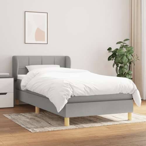 Okvir kreveta s oprugama i madrac svjetlosivi 90x200cm tkanina - Svjetlosiva 90 x 200 cm Blok s kvadratima Cijena