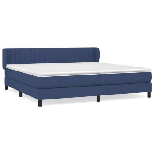 Krevet s oprugama i madracem plavi 200 x 200 cm od tkanine - Plava 200 x 200 cm Okomite pruge Cijena