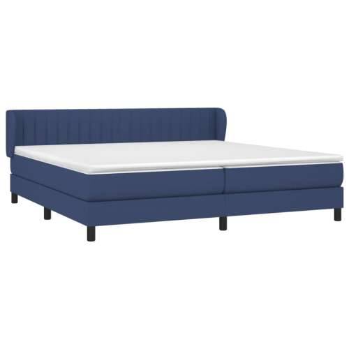 Krevet s oprugama i madracem plavi 200 x 200 cm od tkanine - Plava 200 x 200 cm Okomite pruge Cijena