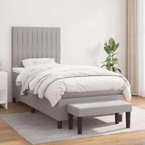 Krevet s oprugama i madracem svjetlosivi 100x200 cm od tkanine - Svjetlosiva 100 x 200 cm Okomite pruge Cijena