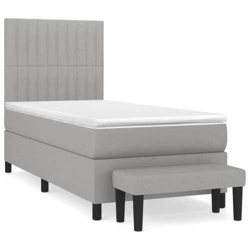 Krevet s oprugama i madracem svjetlosivi 100x200 cm od tkanine - Svjetlosiva 100 x 200 cm Okomite pruge Cijena