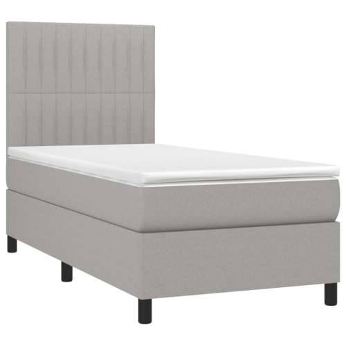 Krevet s oprugama i madracem svjetlosivi 100x200 cm od tkanine - Svjetlosiva 100 x 200 cm Okomite pruge Cijena