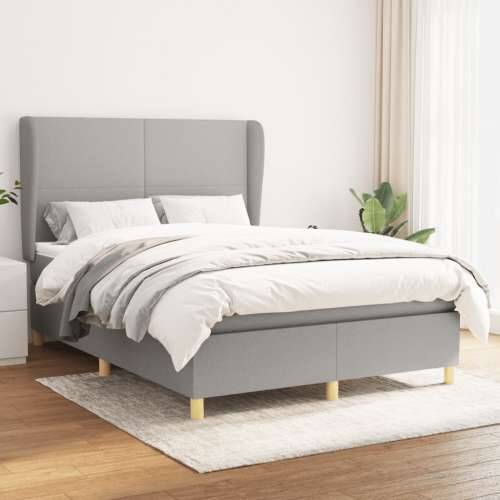 Krevet box spring s madracem svjetlosivi 140x200 cm od tkanine - Svjetlosiva 140 x 200 cm Gladak dizajn Cijena