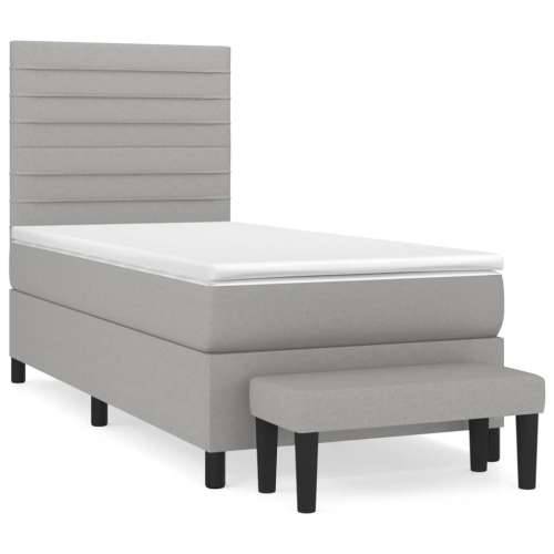 Krevet s oprugama i madracem svjetlosivi 100x200 cm od tkanine - Svjetlosiva 100 x 200 cm vodoravne pruge Cijena