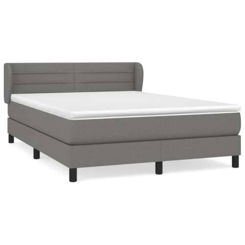 Krevet s oprugama i madracem tamnosivi 140x190 cm od tkanine - Tamno siva 140 x 190 cm vodoravne pruge Cijena