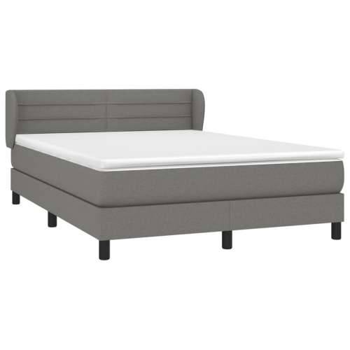 Krevet s oprugama i madracem tamnosivi 140x190 cm od tkanine - Tamno siva 140 x 190 cm vodoravne pruge Cijena