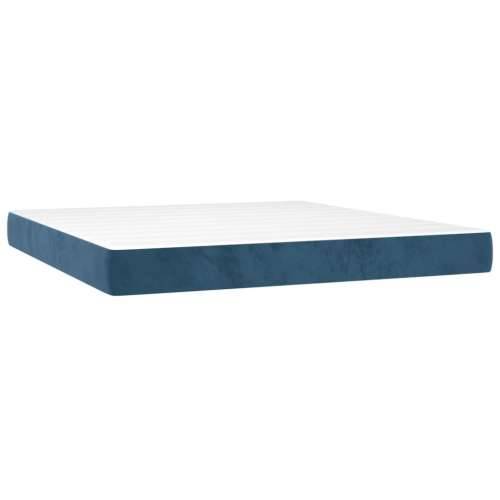 Krevet s oprugama i madracem tamnoplavi 180x200 cm baršunasti - Tamno plava 180 x 200 cm Blok s kvadratima Cijena