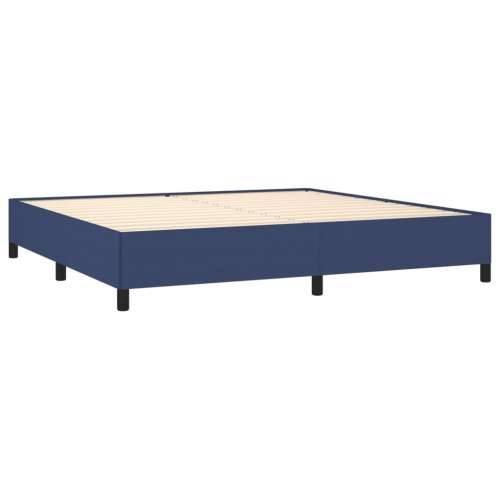 Krevet s oprugama i madracem plavi 200 x 200 cm od tkanine - Plava 200 x 200 cm vodoravne pruge Cijena