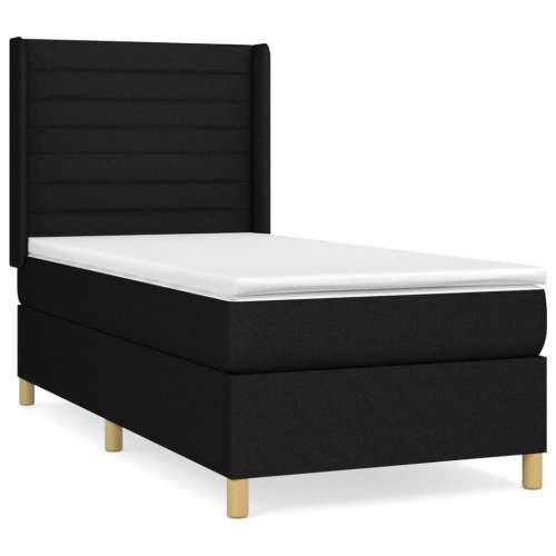Krevet s oprugama i madracem crni 100 x 200 cm od tkanine - Crna 100 x 200 cm vodoravne pruge Cijena