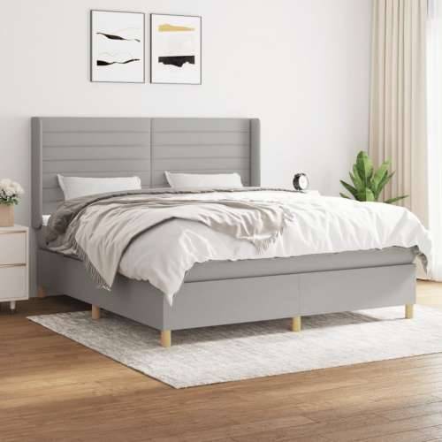 Krevet box spring s madracem svjetlosiva 160x200 cm tkanina - Svjetlosiva 160 x 200 cm vodoravne pruge Cijena