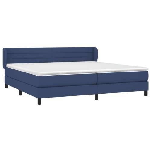 Krevet s oprugama i madracem plavi 200 x 200 cm od tkanine - Plava 200 x 200 cm vodoravne pruge Cijena