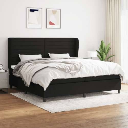 Krevet s oprugama i madracem crni 200x200 cm od tkanine - Crna 200 x 200 cm vodoravne pruge Cijena