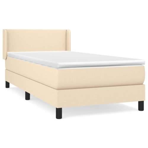 Krevet s oprugama i madracem krem 140 x 190 cm od tkanine - Krema 140 x 190 cm Gladak dizajn Cijena