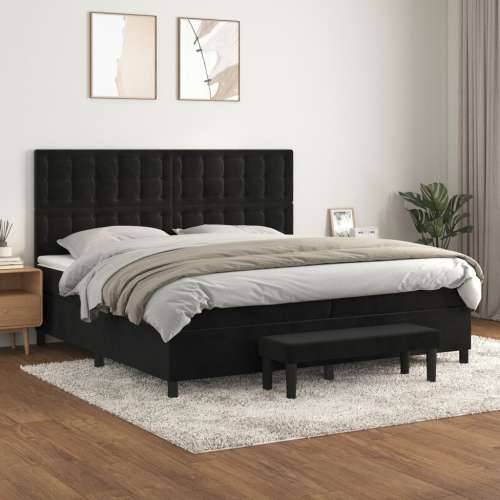 Krevet s oprugama i madracem crni 200x200 cm baršunasti - Crna 200 x 200 cm gumbi Cijena