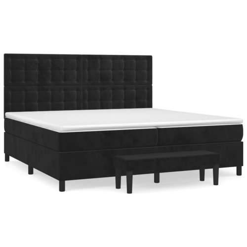 Krevet s oprugama i madracem crni 200x200 cm baršunasti - Crna 200 x 200 cm gumbi Cijena