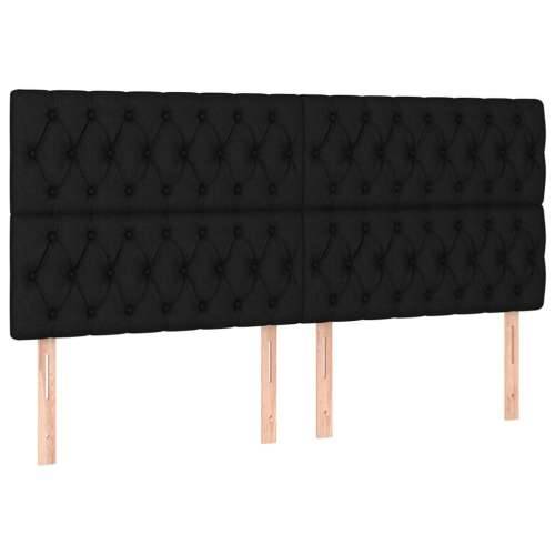 Krevet s oprugama i madracem crni 200x200 cm od tkanine - Crna 200 x 200 cm Dizajn s gumbima Cijena