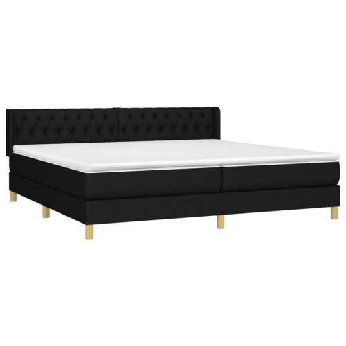 Krevet s oprugama i madracem crni 200x200 cm od tkanine - Crna 200 x 200 cm Dizajn s gumbima Cijena