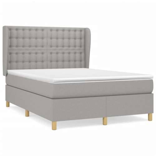 Krevet box spring s madracem svjetlosivi 140x200 cm od tkanine - Svjetlosiva 140 x 200 cm gumbi Cijena