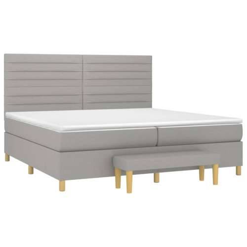 Krevet s oprugama i madracem svjetlosivi 200 x 200cm od tkanine - Svjetlosiva 200 x 200 cm vodoravne pruge Cijena