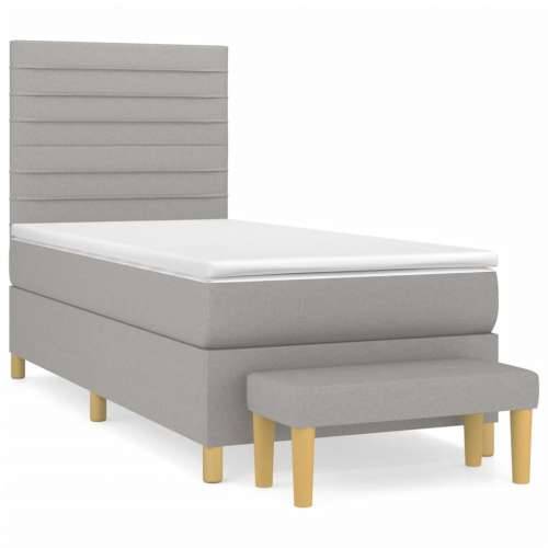 Krevet s oprugama i madracem svjetlosivi 100x200 cm od tkanine - Svjetlosiva 100 x 200 cm vodoravne pruge Cijena