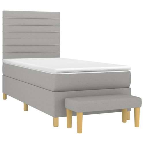 Krevet s oprugama i madracem svjetlosivi 100x200 cm od tkanine - Svjetlosiva 100 x 200 cm vodoravne pruge Cijena