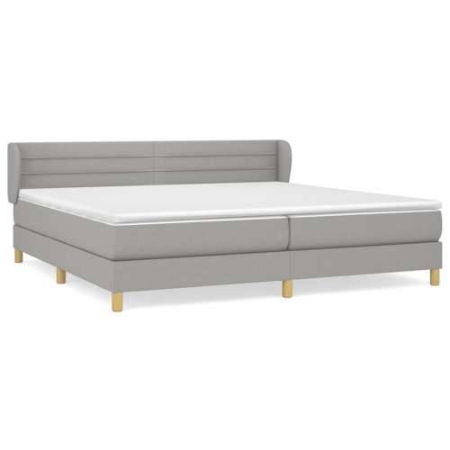 Krevet s oprugama i madracem svjetlosivi 200 x 200cm od tkanine - Svjetlosiva 200 x 200 cm vodoravne pruge Cijena